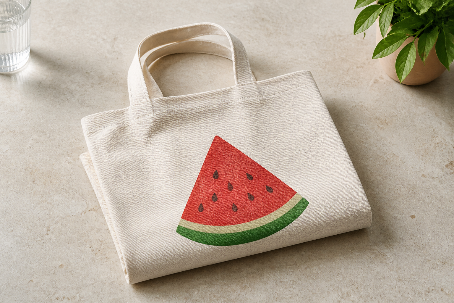 A watermelon canvas tote